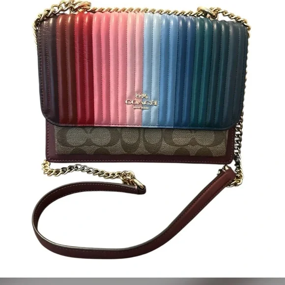 Coach Swagger Bag Klare Linear Quilted Napa Leather Rainbow Bag. Suede interior. - Picture 1 of 7